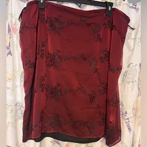 Liz Claiborne Burgundy Floral Midi Skirt